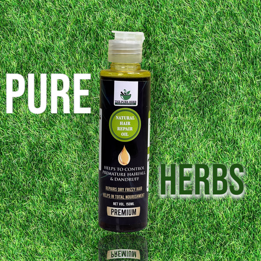 Transparent bottle of nourishing hair oil, surrounded by lush green grass. A luxurious solution for promoting healthy and shiny hair. Natural ingredients for the ultimate hair care experience.